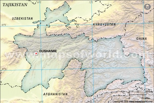 Tajikistan Blank Map, Dark Green 