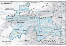 Tajikistan Physical Map, Gray - Digital File