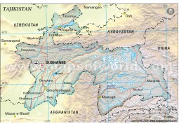 Tajikistan Political Map, Dark Green  - Digital File