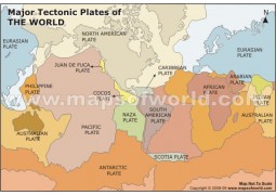 World Map of Major Tectonic Plates  - Digital File