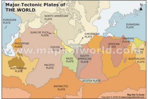 World Map of Major Tectonic Plates 