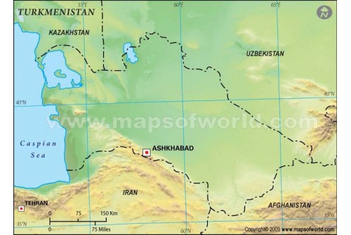 Turkmenistan Blank Map, Green