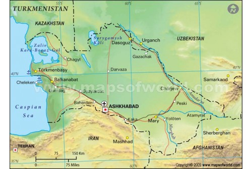Turkmenistan Political Map, Green