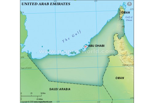 UAE Blank Map, Dark Green