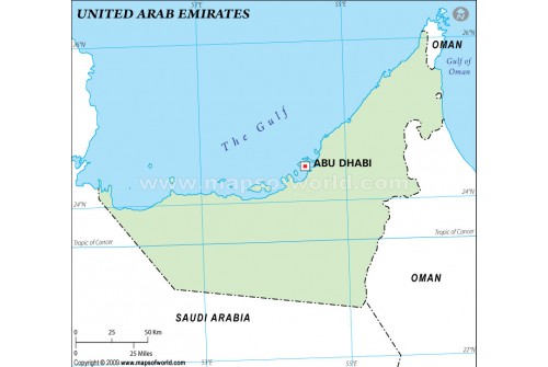 UAE Outline Map, Green