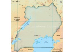 Uganda Blank Map, Dark Green - Digital File