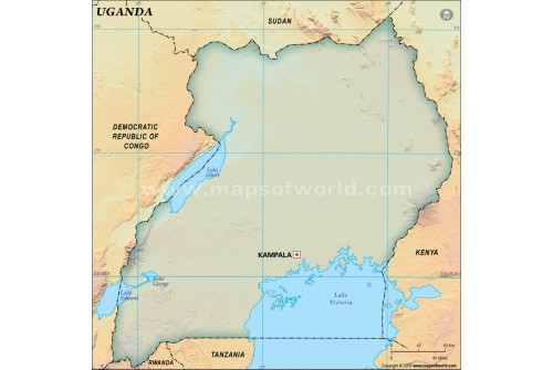 Uganda Blank Map, Dark Green