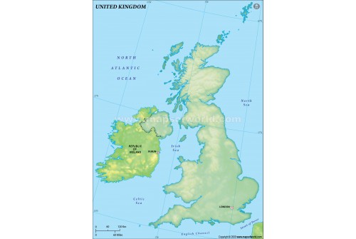 UK Blank Map, Dark Green 