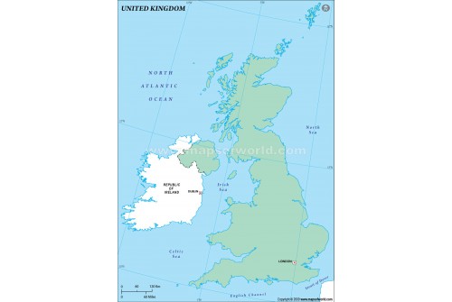 UK Outline Map, Green 