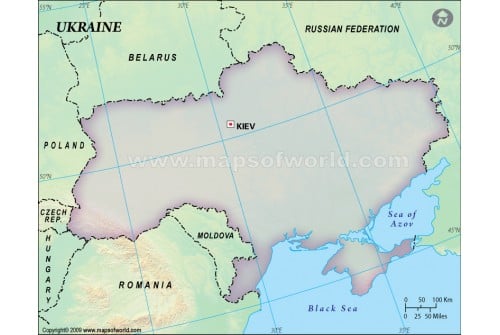 Ukraine Blank Map in Green Background