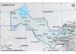 Uzbekistan Physical Map, Gray - Digital File