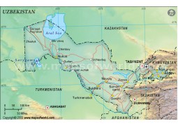 Uzbekistan Political Map, Dark Green - Digital File