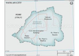 Vatican City Political Map, Gray - Digital File