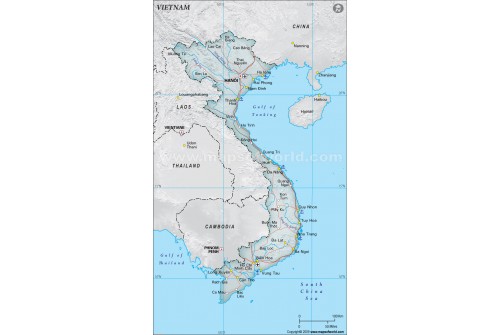 Vietnam Political Map, Gray