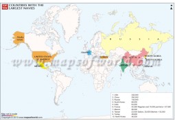 World Map of Top Ten Countries with Largest Navies - Digital File