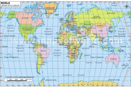 World Map in Pseudocylindrical Projection