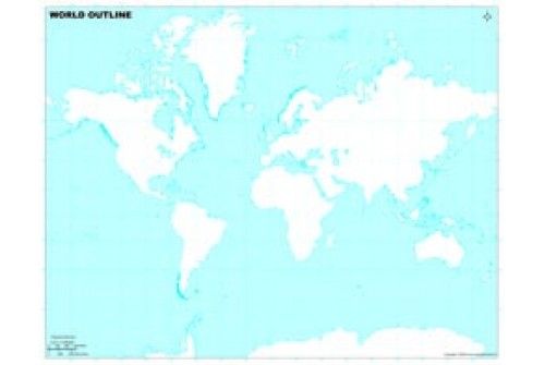 World Outline Map in Mercator Projection in Light Background