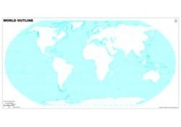 World Outline Map in Robinson Projection in Light Background - Digital File