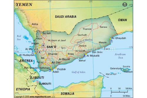 Yemen Political Map, Dark Green