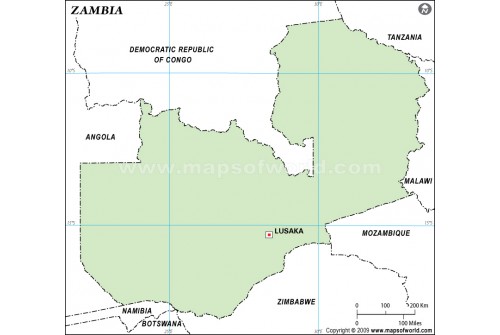 Zambia Outline Map