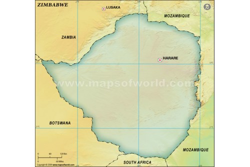 Zimbabwe Blank Map, Dark Green