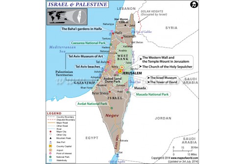 Map of Israel and Palestine