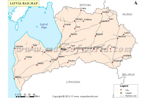 Latvia Rail Map
