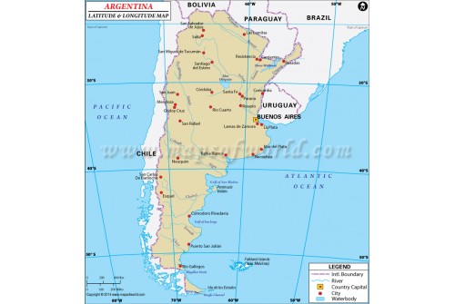 Argentina Latitude and Longitude Map