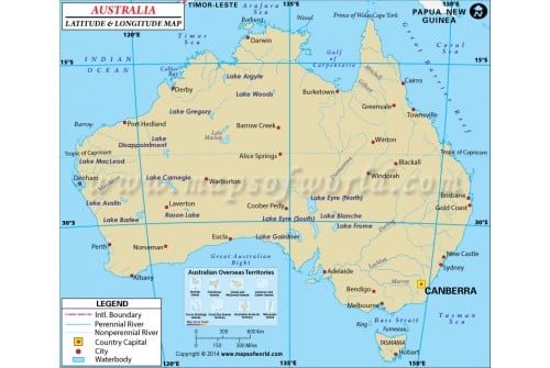 Australia Latitude and Longitude Map
