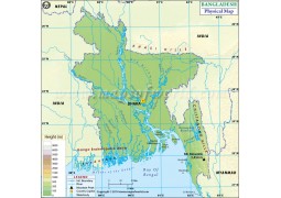Bangladesh Physical Map - Digital File