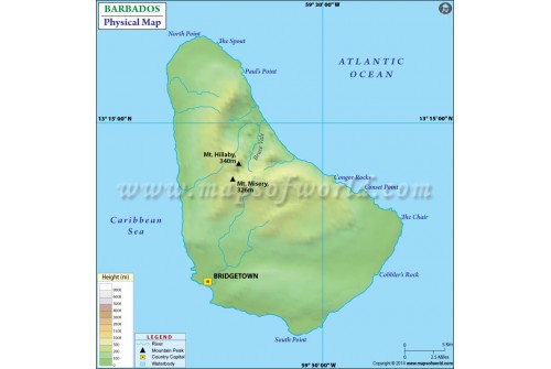 Barbados Physical Map