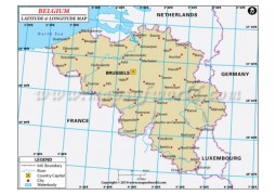 Belgium Latitude and Longitude Map - Digital File
