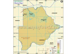 Botswana Physical Map - Digital File