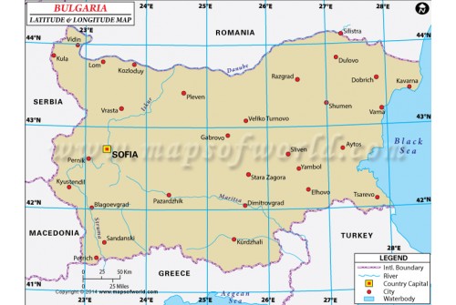 Bulgaria Latitude and Longitude Map