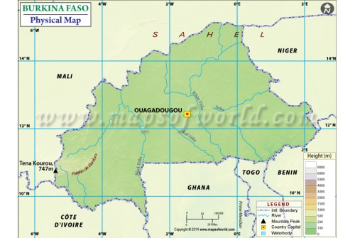 Burkina Faso Physical Map