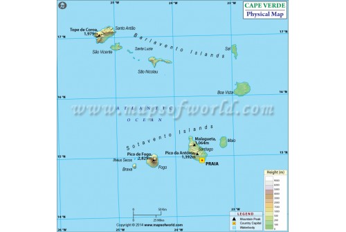 Cape Verde Physical Map