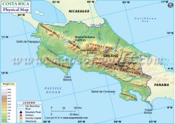 Costa Rica Physical Map - Digital File