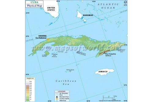 Cuba Physical Map