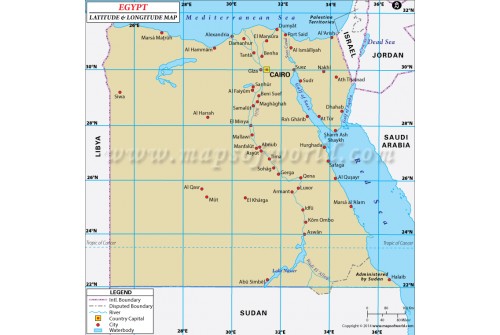 Egypt Latitude and Longitude Map