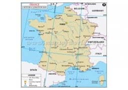 France Latitude and Longitude Map - Digital File