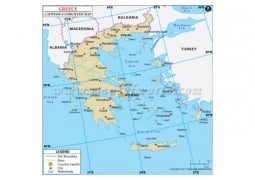 Greece Latitude and Longitude Map - Digital File