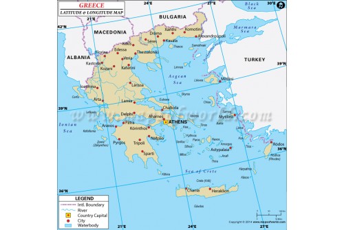 Greece Latitude and Longitude Map