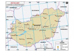 Hungary Latitude and Longitude Map - Digital File