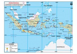 Indonesia Latitude and Longitude Map - Digital File