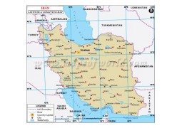 Iran Latitude and Longitude Map - Digital File