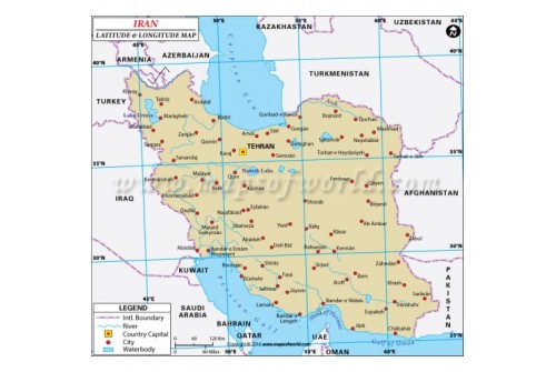 Iran Latitude and Longitude Map