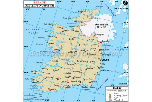 Ireland Latitude and Longitude Map