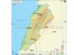 Lebanon Physical Map - Digital File
