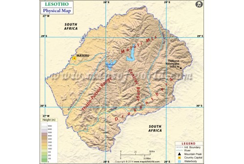 Lesotho Physical Map