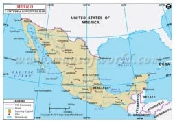 Mexico Latitude and Longitude Map - Digital File